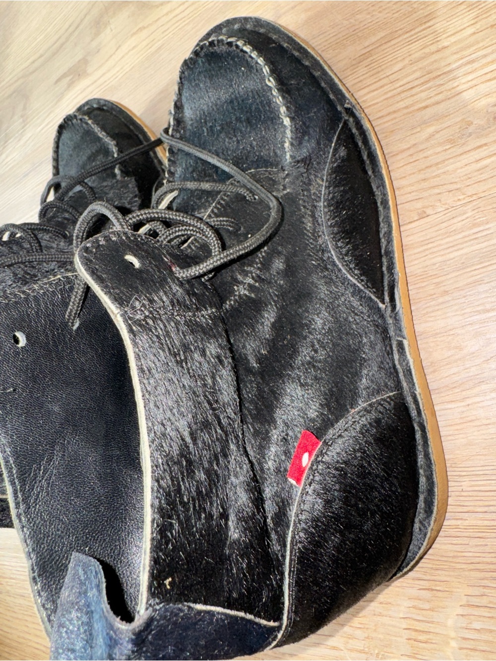 RARE OLIBERTE Sleek Suede Black Hair Ankle Boots Made in Africa Women Size 39